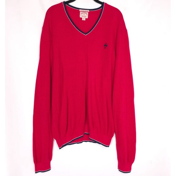 Brooks Brothers Other - VTG Brooks Brothers Knit Pullover Sweater Men’s XL Red Supima Cotton V Neck Logo